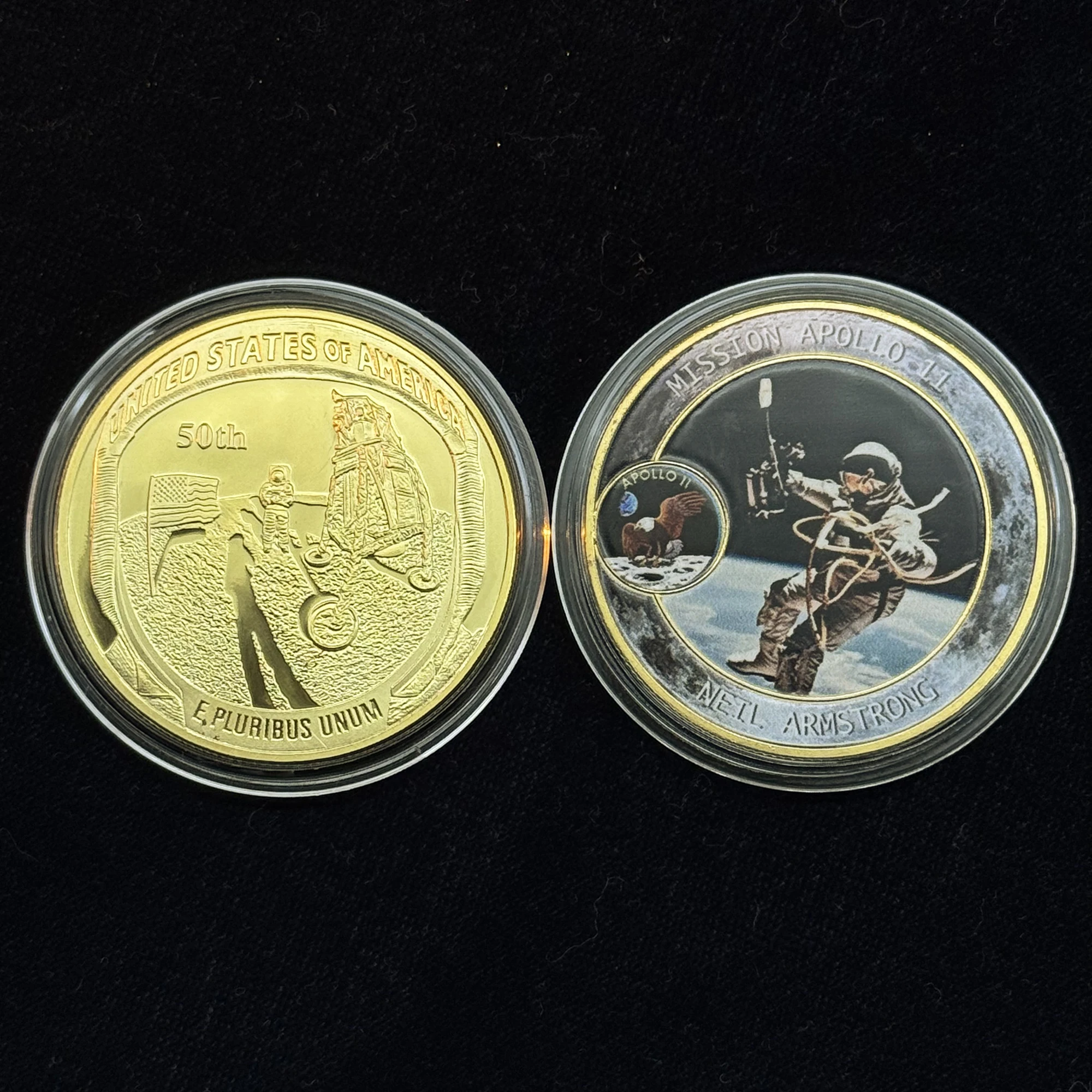 2019 أبولو مون الهبوط 50th الذكرى طبق الاصل عملة تذكارية الفضاء ميدالية تذكارية استكشاف الهدايا التذكارية القمرية