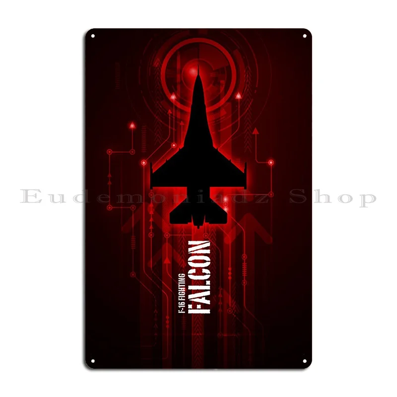 F-16 Fighting Falcon Digital Art Work Metal Plaque Poster Bar Wall Decor Wall Decor Print Wall Mural Tin Sign Poster