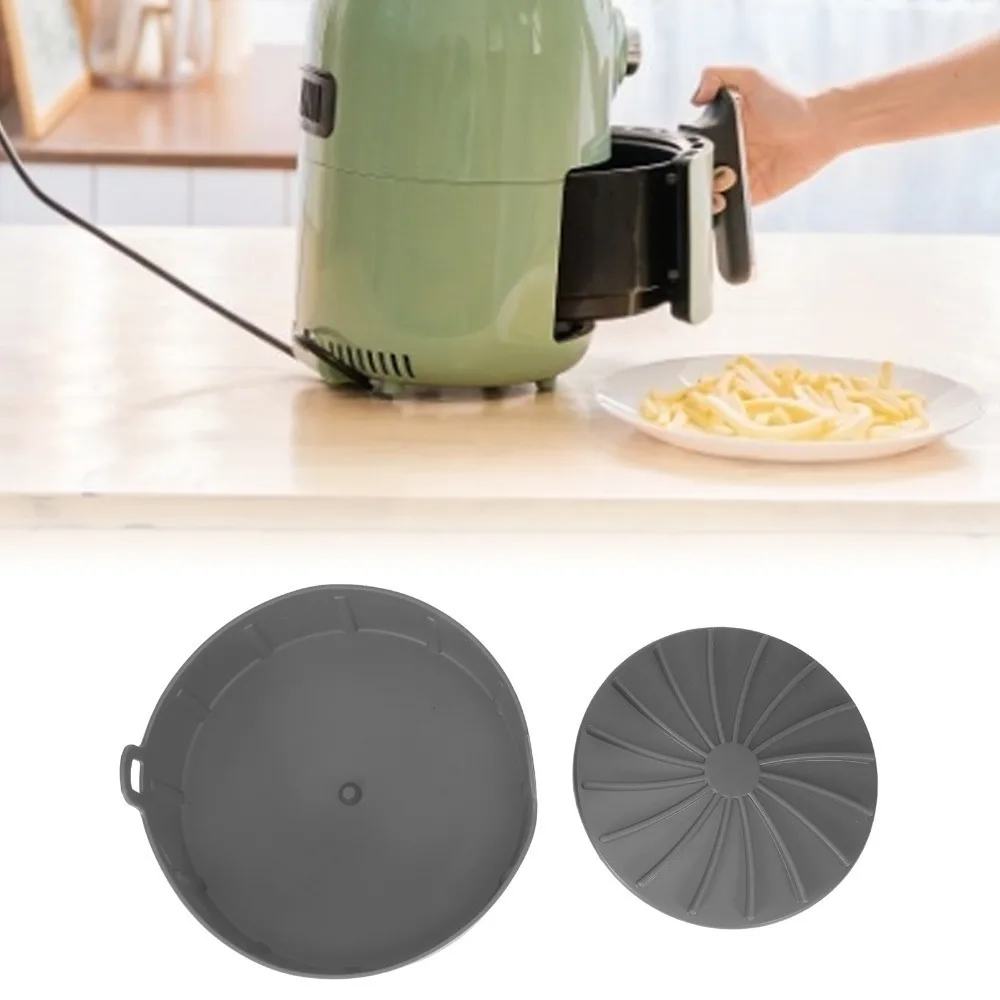 Food Grade Silicone Air Fryer Silicone Pot Nonstick Heat Resistant Air Fryer Basket Liner Split Pot with Lid Dishwasher Safe