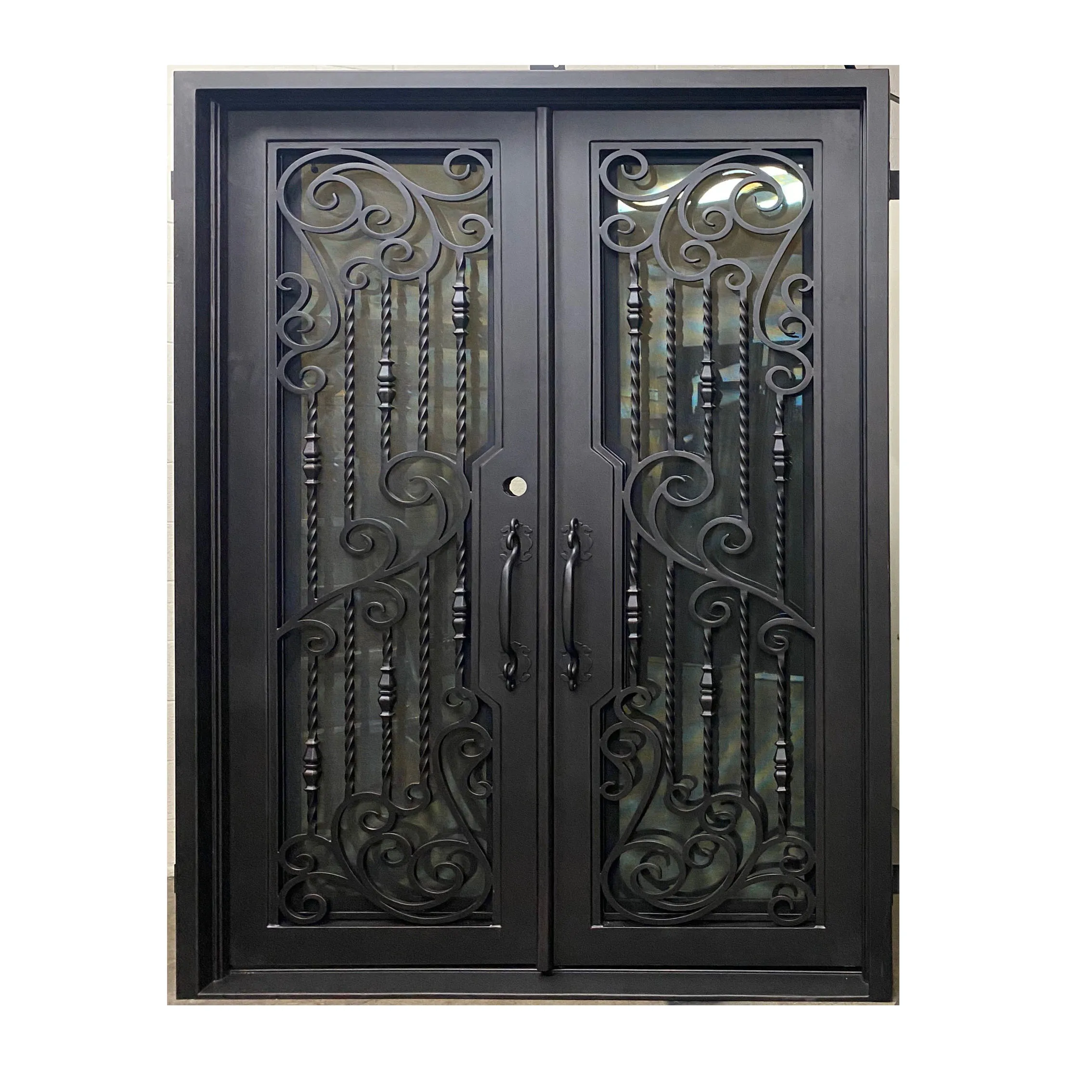 Hot Selling Wrought Iron Glass Door Door Wrought Iron Simple Iron Door