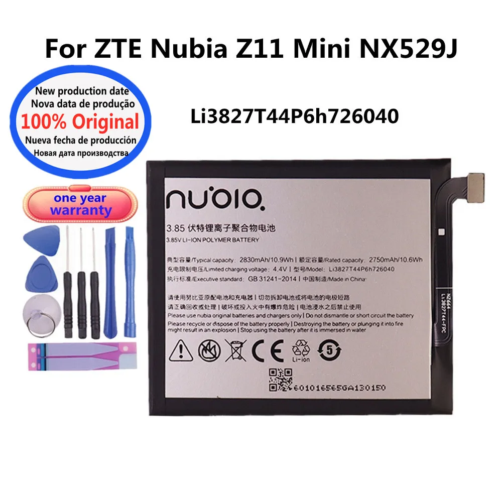 

100% New Original 3.85V 2830mAh Li3827T44P6h726040 Battery For ZTE Nubia Z11 Mini NX529J Battery Batteries + Free Tools