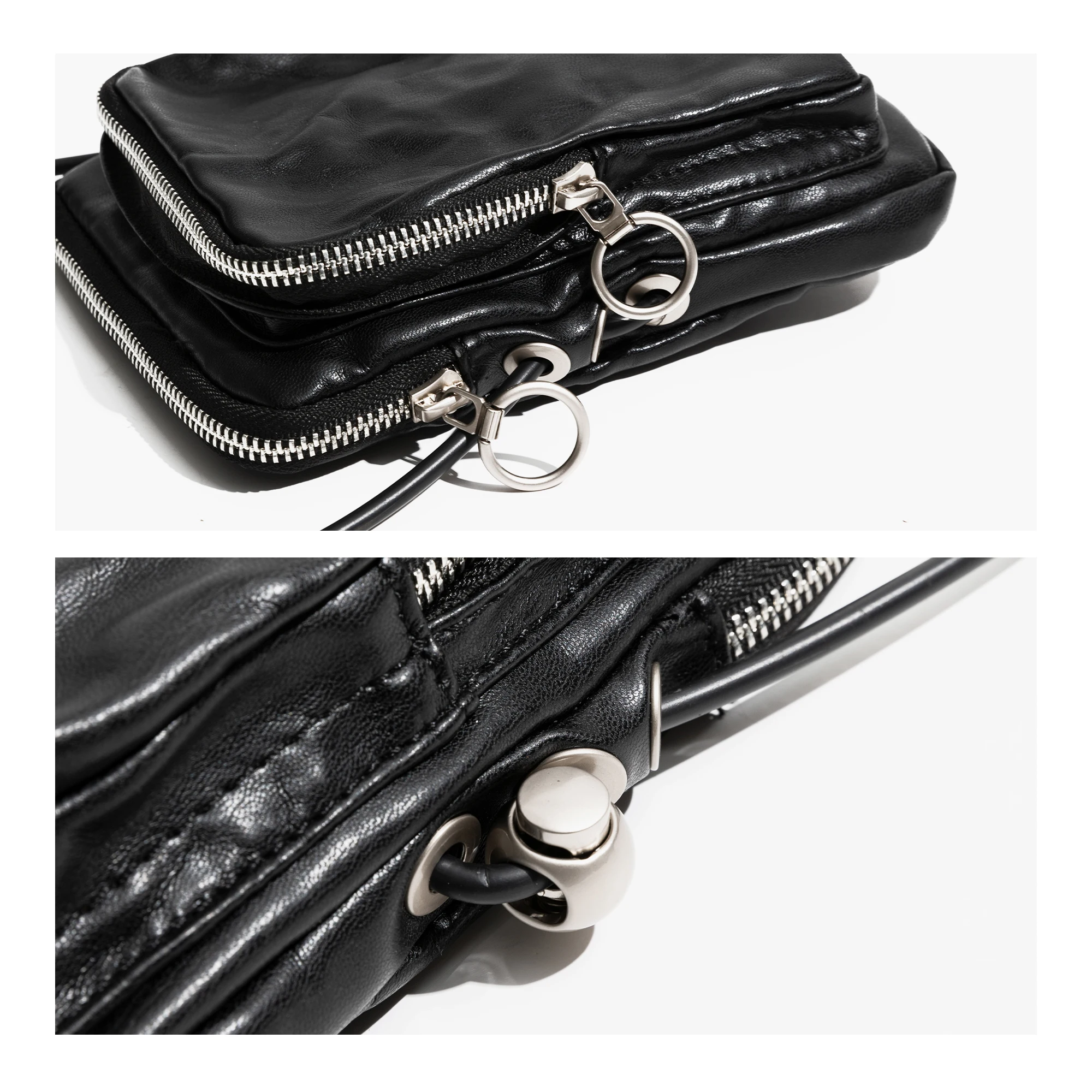 MABULA Small Zipper Cell Phone Bag for Woman Black Crossbody Pu Leather Wallet  Sling Messenger Daily Purse Trendy Travel Pouch