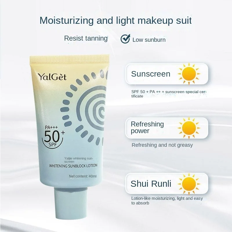 YaliJie-Corpo Facial Protetor Solar Primer Clareador, SPF50 + PA +++, Corretivo, Iluminar o Tom da Pele, Hidratar e Controlar Óleo Cosméticos