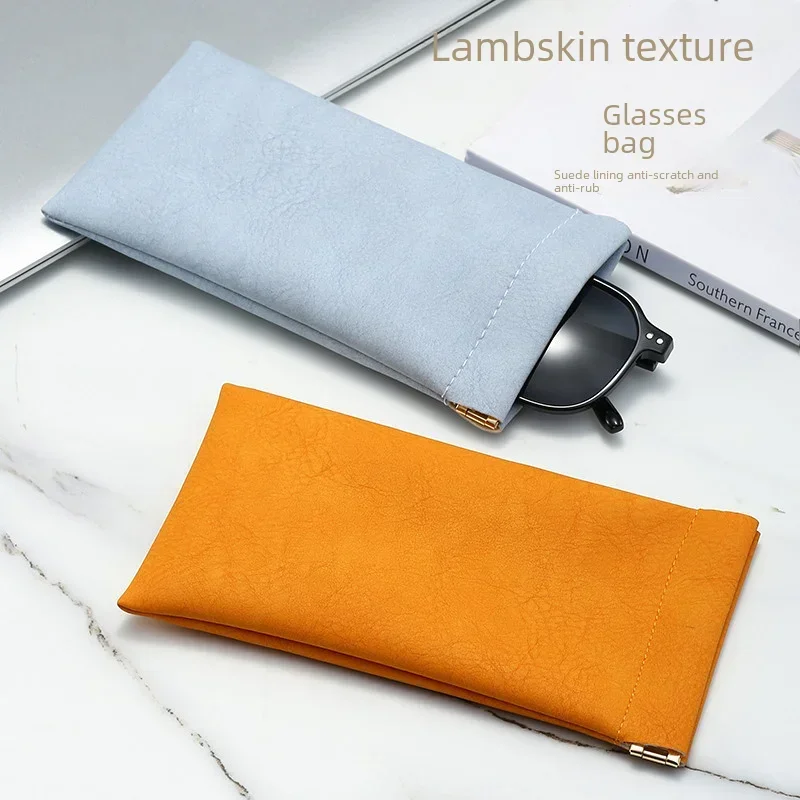 Sunglasses Bag Portable Sun Glasses Pouch Fashion Automatic Closing Storage Bag 17*8.5cm for Phone Jewelry Bags PU Leather