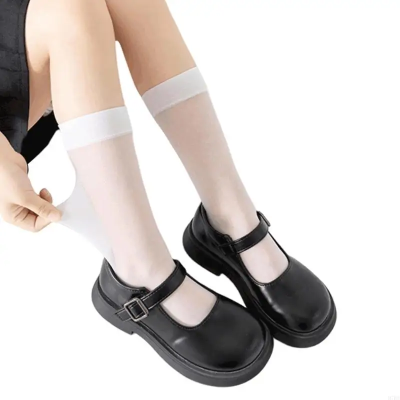 97BE Knee High Socks for Girl Student Breathable Thigh High Stockings Socks Fashion Long Socks for Age 3-12 Year
