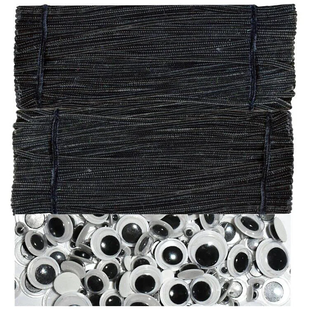 Palitos de felpa con cable de oropel negro para niños, decoración de fiesta de boda, tallos de chenilla, artesanía hecha a mano, 50 piezas, 6mm