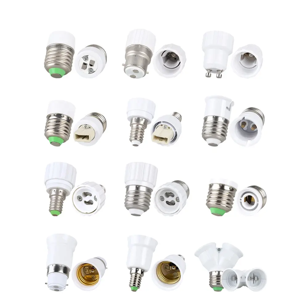 Portalampada a LED E27 E14 E12 GU10 G9 B22 MR16 Convertitore UE USA Raccordi Adattatore per presa lampadina a sospensione ignifuga