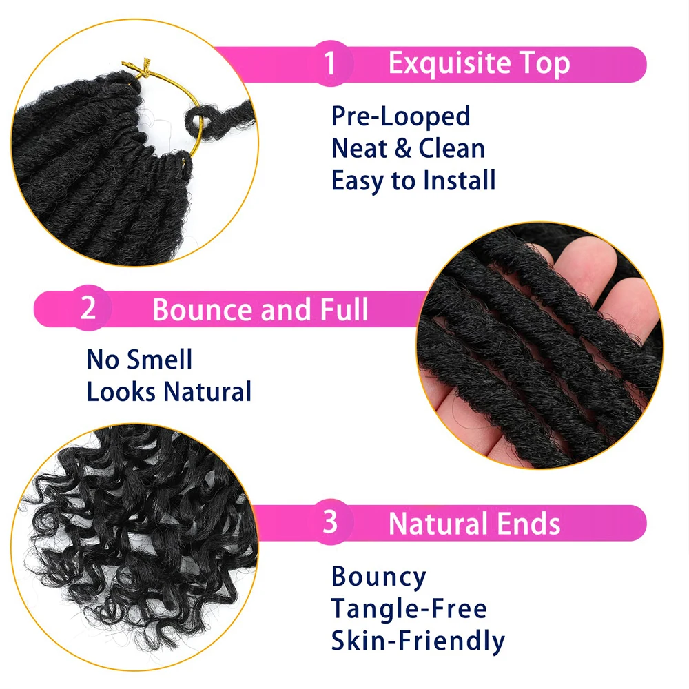 6Packs Goddess Locs Gehaakt Haar 18 Inch Recht Faux Locs Gehaakt Haar voor Vrouwen, Synthetisch Gehaakt Voorgelust Krullend Haar
