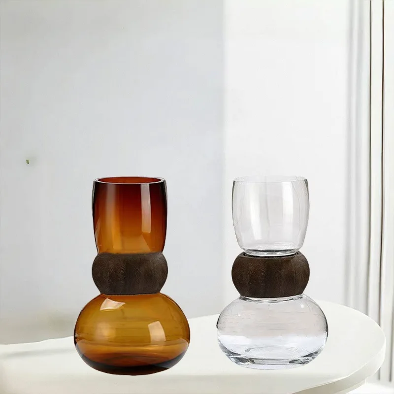 Creative design light luxury glass vase model room sales office insert dried flowers hydroponic dining table coffee flower