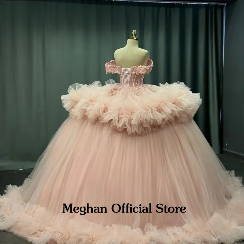 Vestidos de quinceañera de moda con apliques de diamantes de imitación y hombros descubiertos, Vestidos fruncidos Para quinceañera personalizados