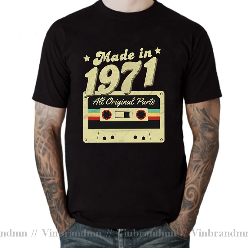 Vintage Made in 1970/1971/1972/1973/1974/1975/1976/1977/1978/1979 Cassette T shirt 50 Years Old Awesome Father Birthday T-shirt