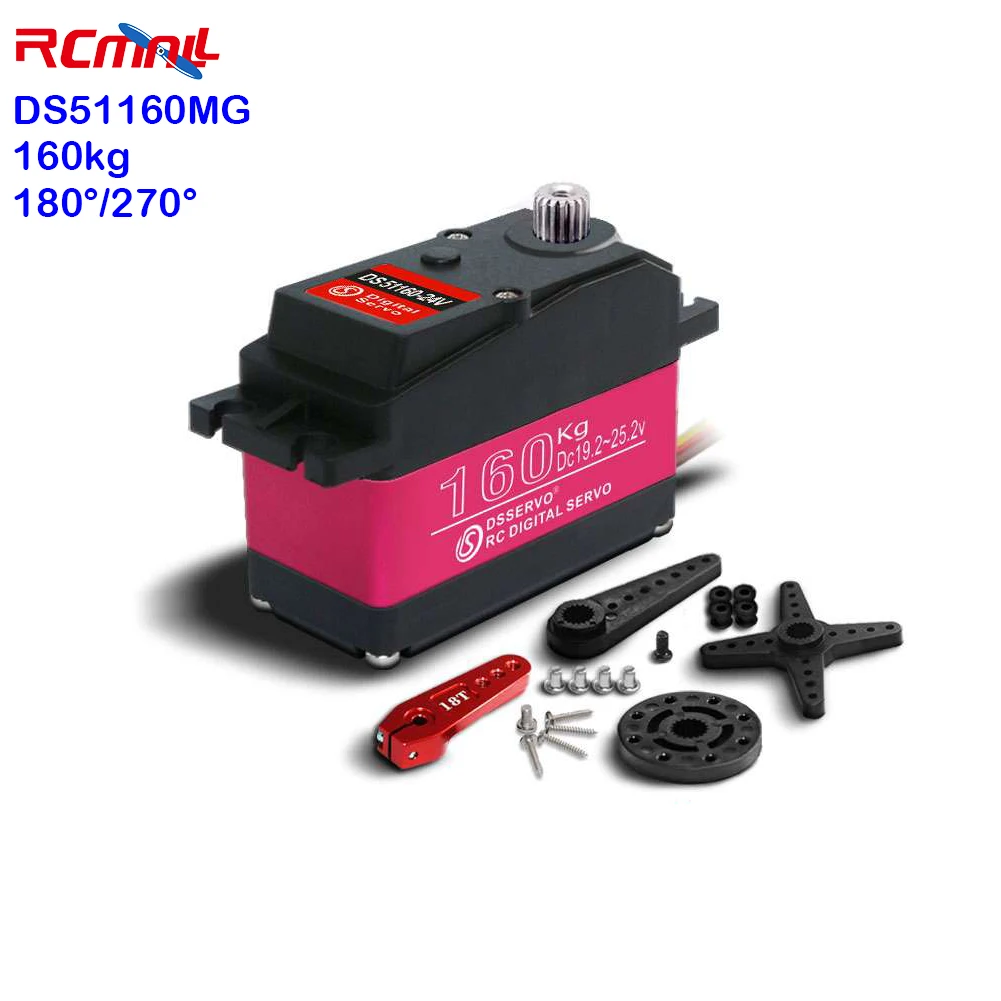 

Dsservo DS51160MG 160kg Digital Servo High Torque High Voltage 24V Waterproof Full Metal Gear RC Servo for 5:1 RC Car Baja Car