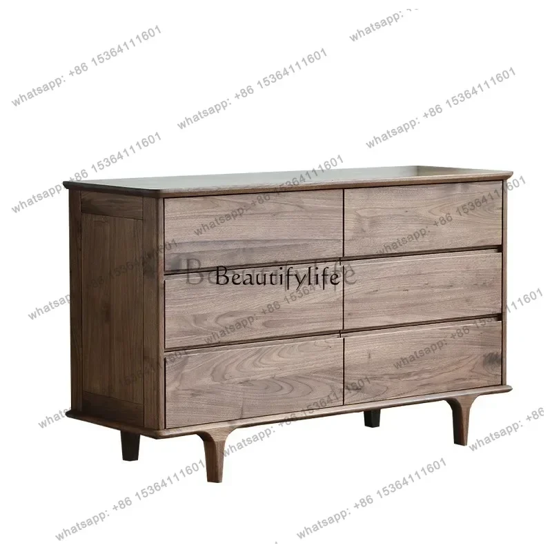 

X4 LJY*black walnut six-bucket solid wood storage side porch tea cupboard