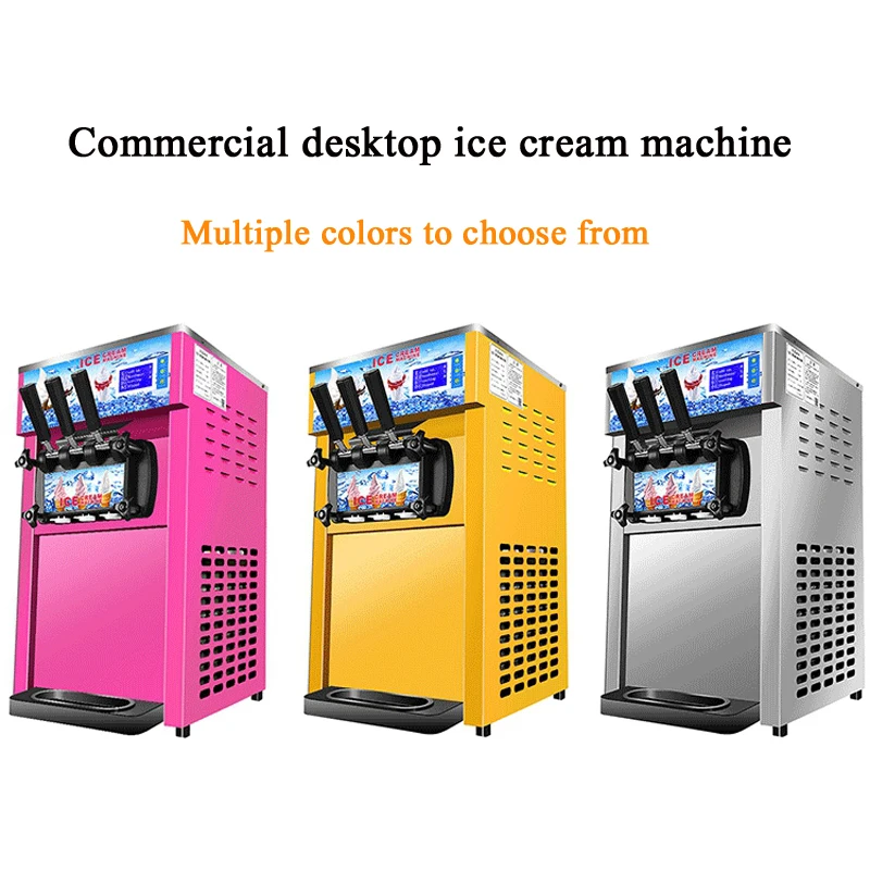 Commercial Soft Ice Cream Machine 3 Flavors 16-18L/H Ice Cream Soft Serve Maker 60HZ Lcd Panel One-click Cleaning