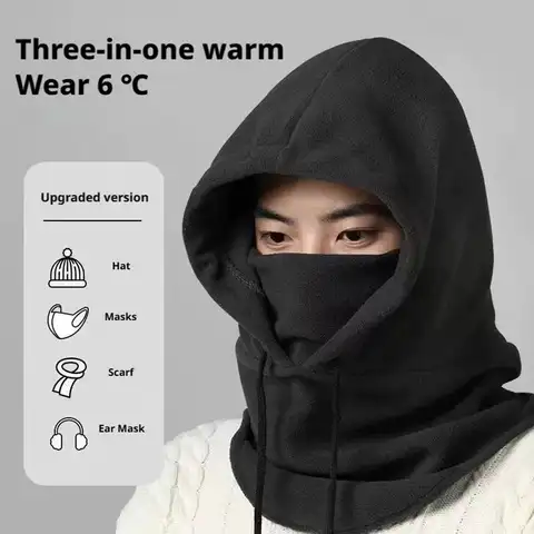 Fashion Winter Warm Cap for Men Women Fleece Balaclava Hat Head Cover Neck Hat Motorcycle Bike Windproof Sports Scarf Caps