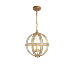 E14 LED Retro American Crystal Globe Brass Black Chrome Chandelier Lighting Suspension Luminaire Lampen Lustre For Dinning Room