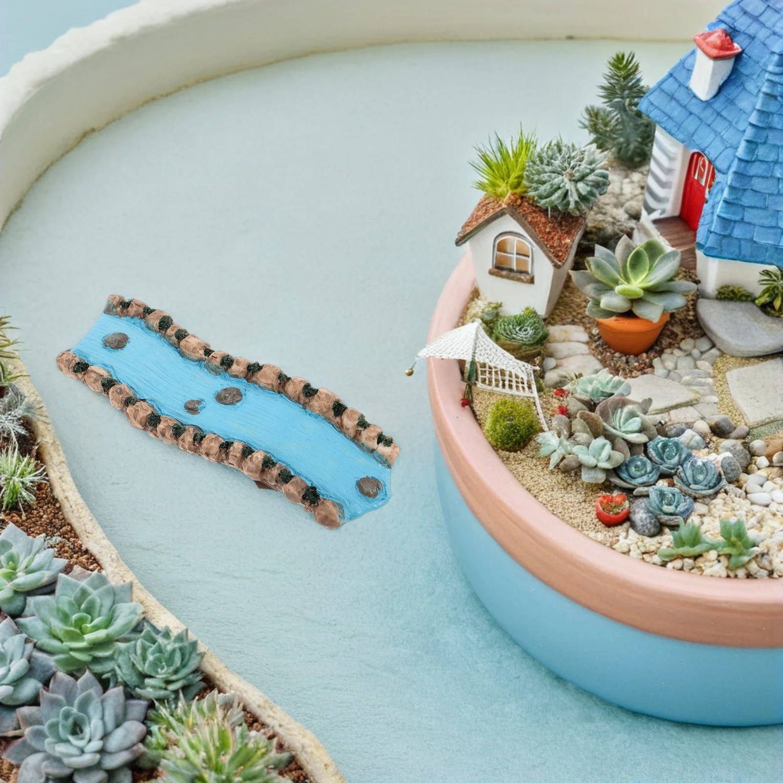 

Sand Table Landscaping Crafts Miniature Landscape Decoration Resin River for Diorama