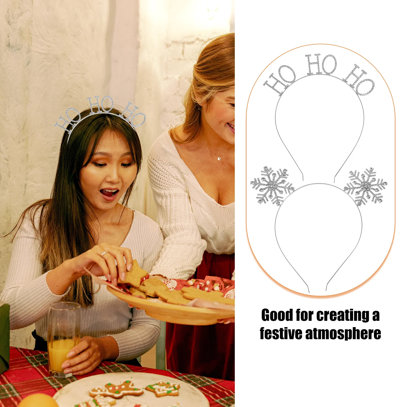 

2Pcs Xmas Snowflake Hairband Christmas Headband Holiday Party Hair Accessory Festive Decorative Hoop for Girls Xmas Hair