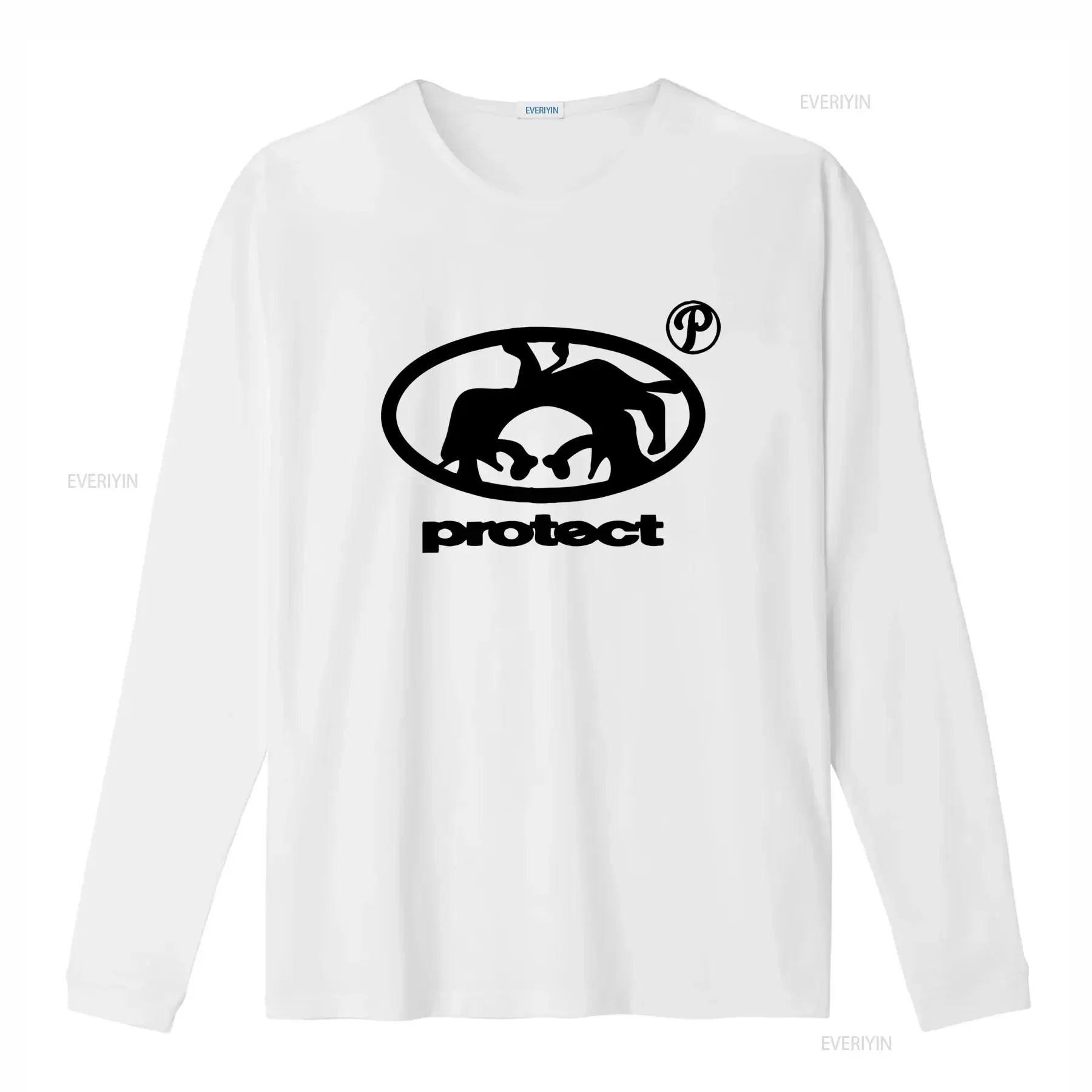 Men's 100 Cotton Y2K Retro Streetwear T Shirt White with Black Bohemian Print Spiky Haired Characters Protect Lettering homme