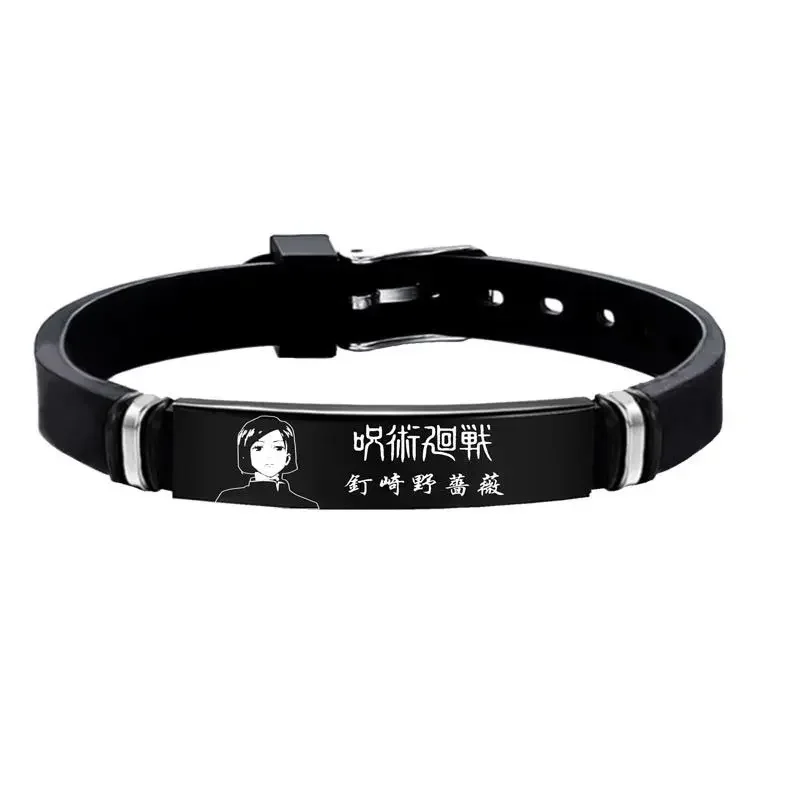 Anime JJK Silicone Bracelet Cartoon Satoru Gojo Figure Cosplay Stainless Steel Bracelet Jewelry Accessory