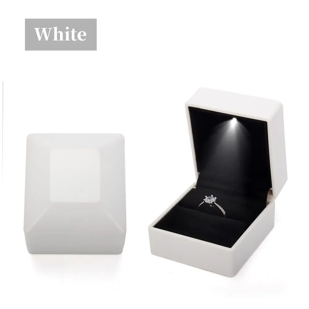 Ringbox mit LED-Licht, Vorschlag, Verlobung, Halskette, Boxen, Schmuck, Geschenk, Rotwein, Ringetui für Hochzeit, Valentinstag, Jahrestag