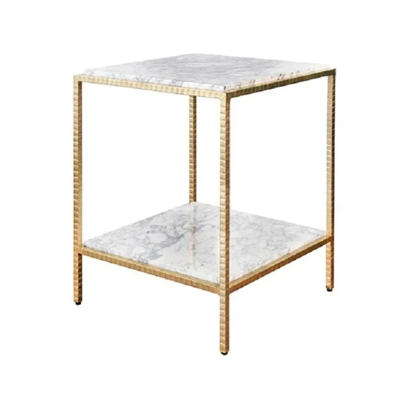 American coffee table/light luxury retro forged wrought iron marble edge table, villa/model room edge table