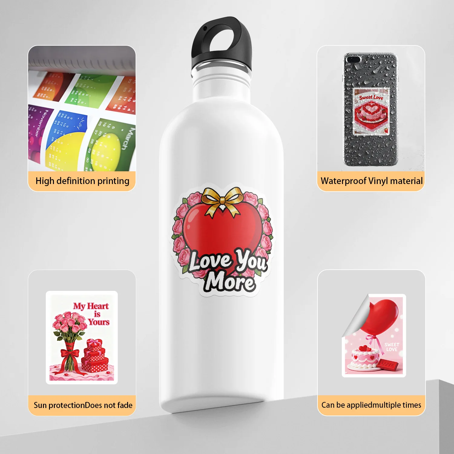 50 pezzi di adesivi rossi per cartoni animati di San Valentino, telefono fai da te, laptop, bagagli, skateboard, graffiti, divertenti per bambini