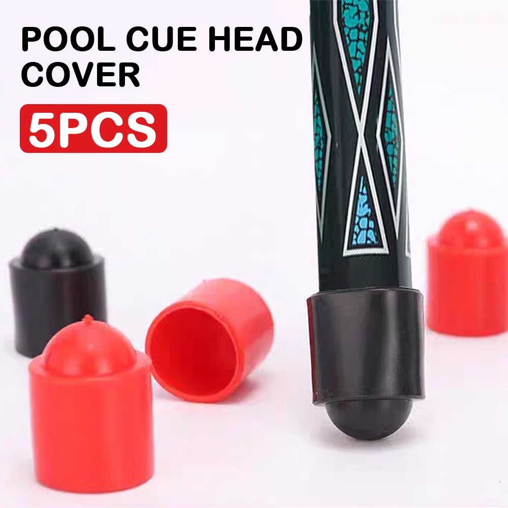 5/10Pcs Pool Cue Tips Cover Billiard Cue Bottom Protective Cover Billiard Accessories Snooker Black Red PE Elastic Cover