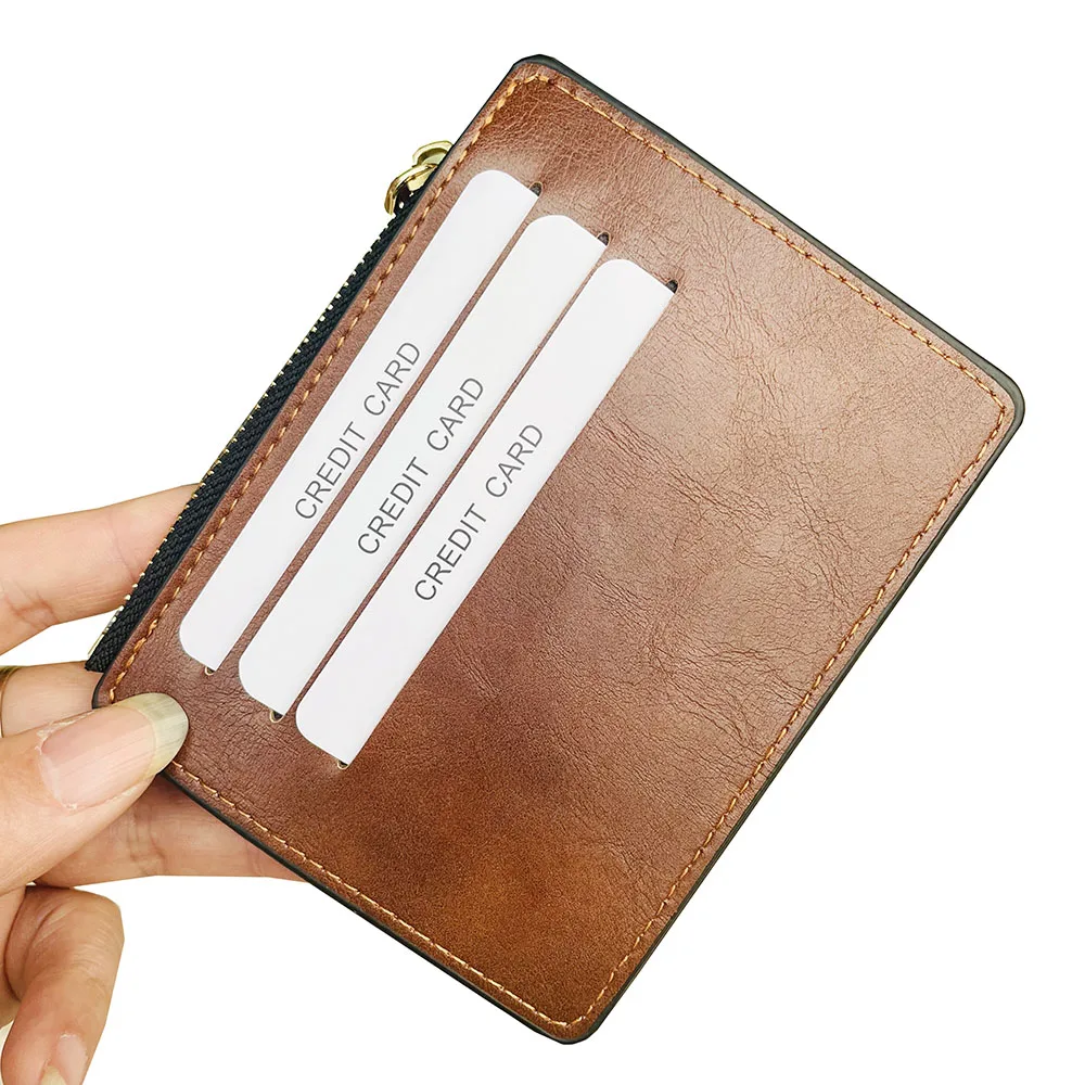 Men  credit  card holder Pu Leather Wallet Zipper Coin Pocket Card Case Purse credit  card holder for men and women