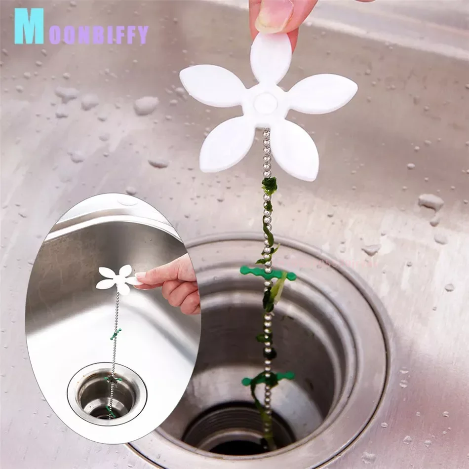 Sewer Hair Cleaner Small Flower Chain Kitchen Sink Pipeline Cleaning Hook Article Bathroom Anti-Blocking Drainage Facility