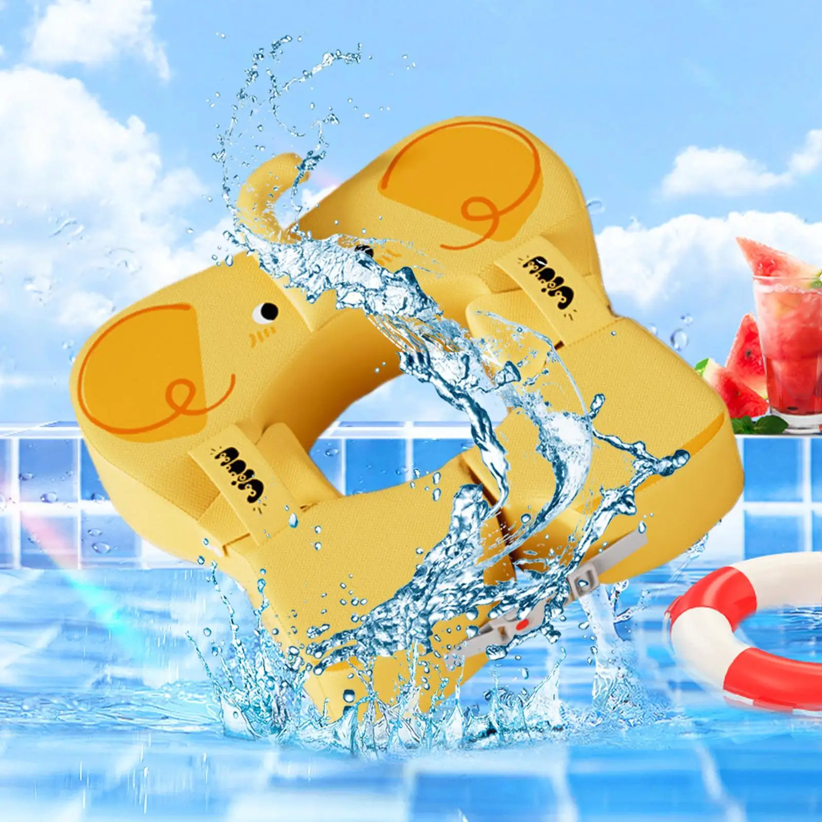 Baby Pool Float Non Inflatable Elephant Baby Safety Water Ring Ergonomic Buoyancy Ring Pool Toy Portable Flotation Device For