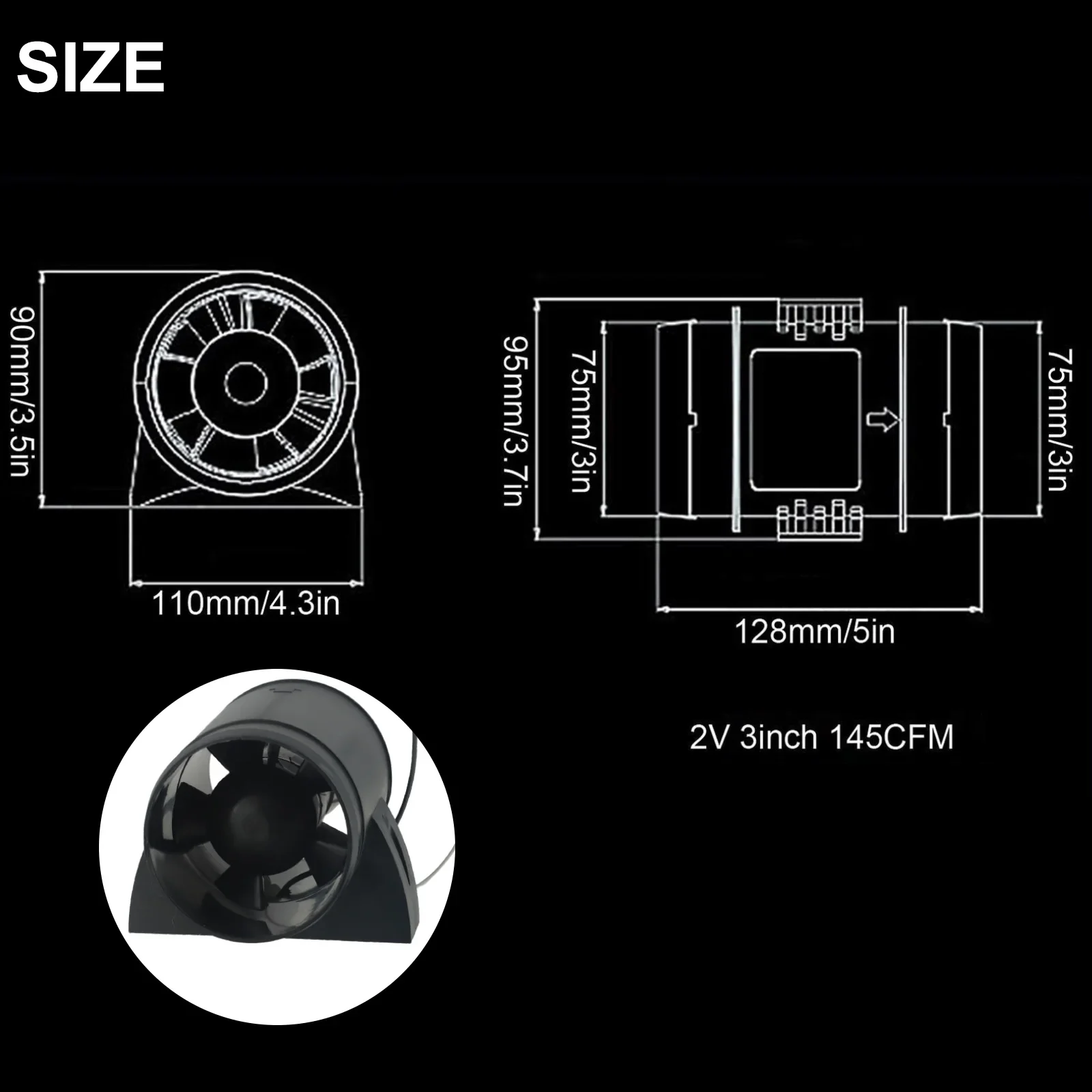 

Fan Exhaust Fan 3'' 145CFM Anti‑corrosion Cabin Ventilation Exhaust Fan For Motorhome Marine Low Current Draw