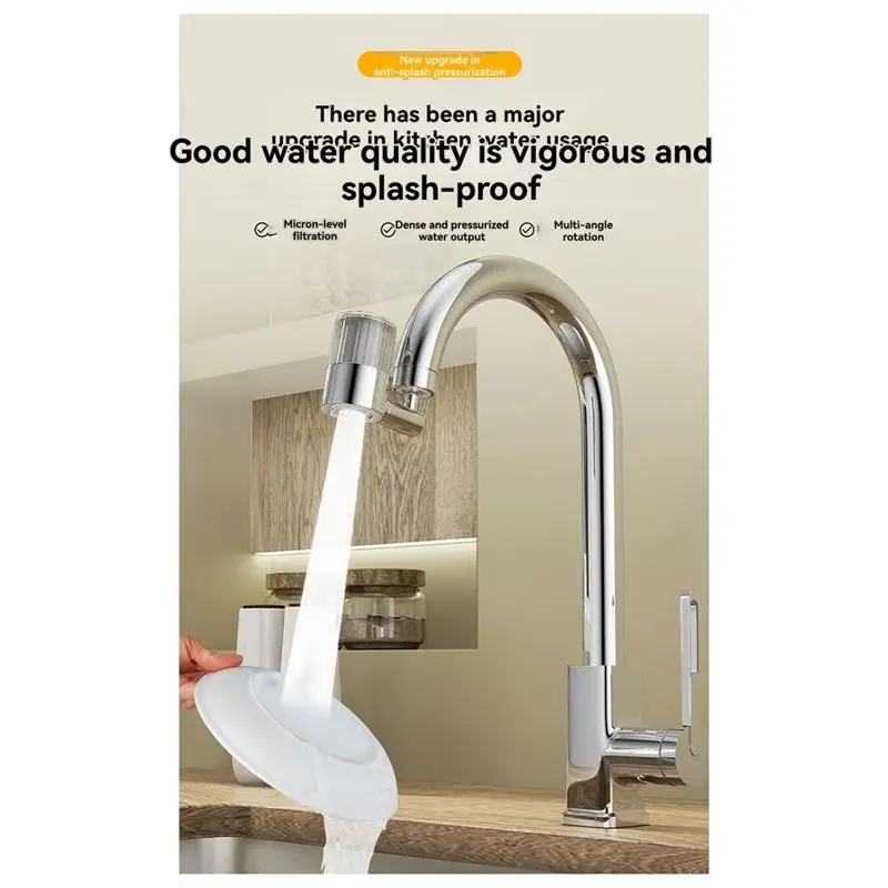 AB11-Kitchen Faucet Aerator,360° Swivel Super Wide Angle 2 Water Outlet Modes Kitchen Sink Sprayer For Bathroom, Wash Basin