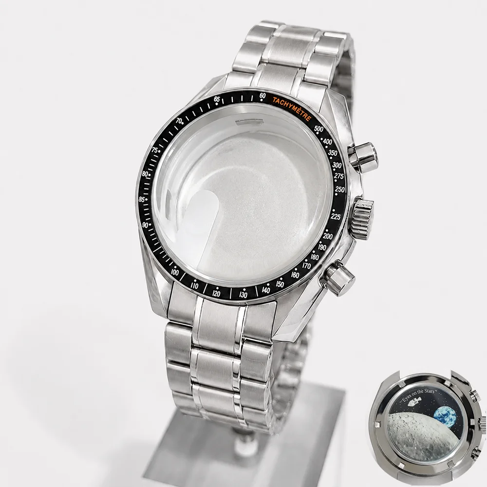 39.7MM VK63 Metal Case Moon Case FIT VK63 Movement Case Fits For Speed Master VK63 Case Fits 20mm Metal Strap VK63 Accessories