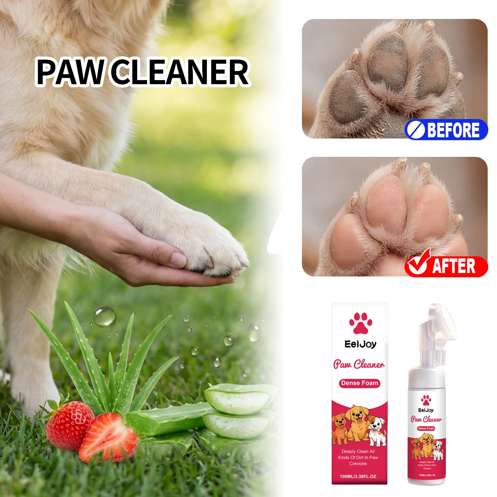 Wash-Free Pet Paw Cleaner Foam Mousse Quick Clean Paws Remove Dirt In Paws Crevices Pet Foot Grooming Dog Cat Paw Cleaning Foam