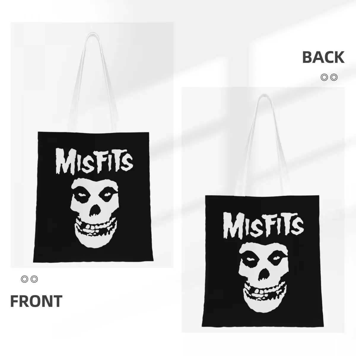 Tas Belanja Bat Skull Misfits Skull Mesh Kanvas Lipat Tas Tote Wanita Tas Bahu Travel