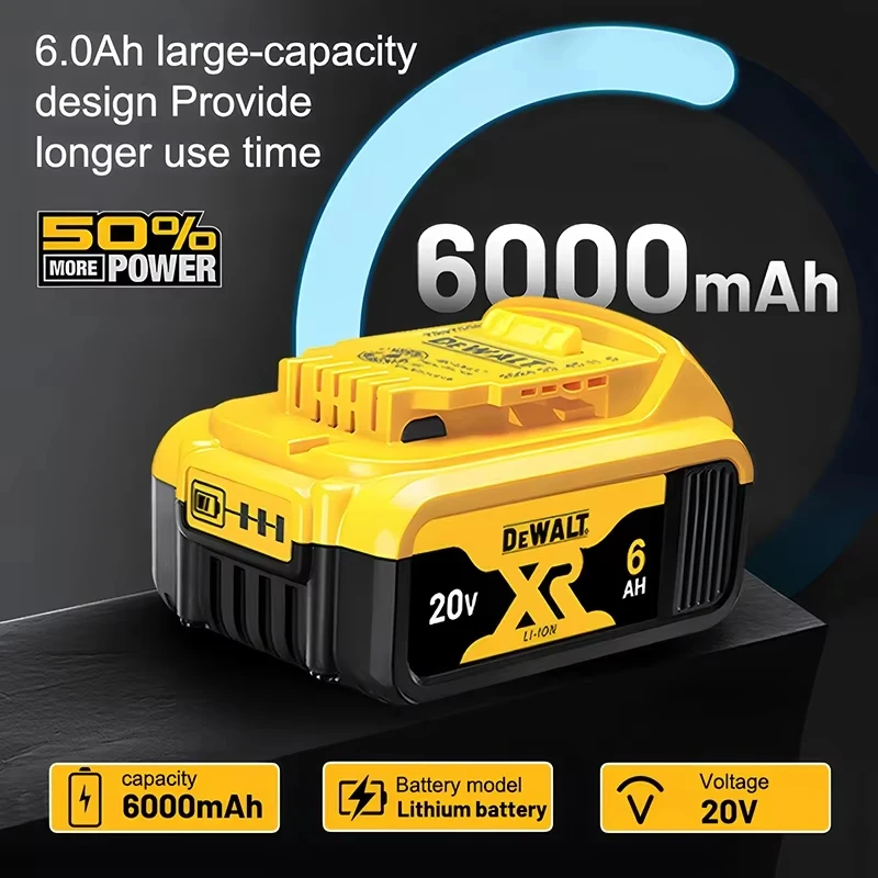 Originální baterie DeWalt 20V MAX 6 Ah 9Ah (DCB206) pro DeWalt 20V 18V 60V aku vrtačku/rázový utahovák Baterie DCB184 DCB180 - náhled 2