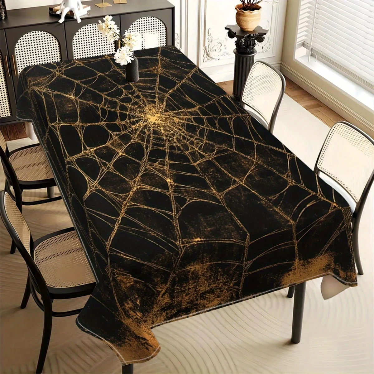 【Product】1 piece of soft, fashionable and attractive black cobweb tableclothzyc