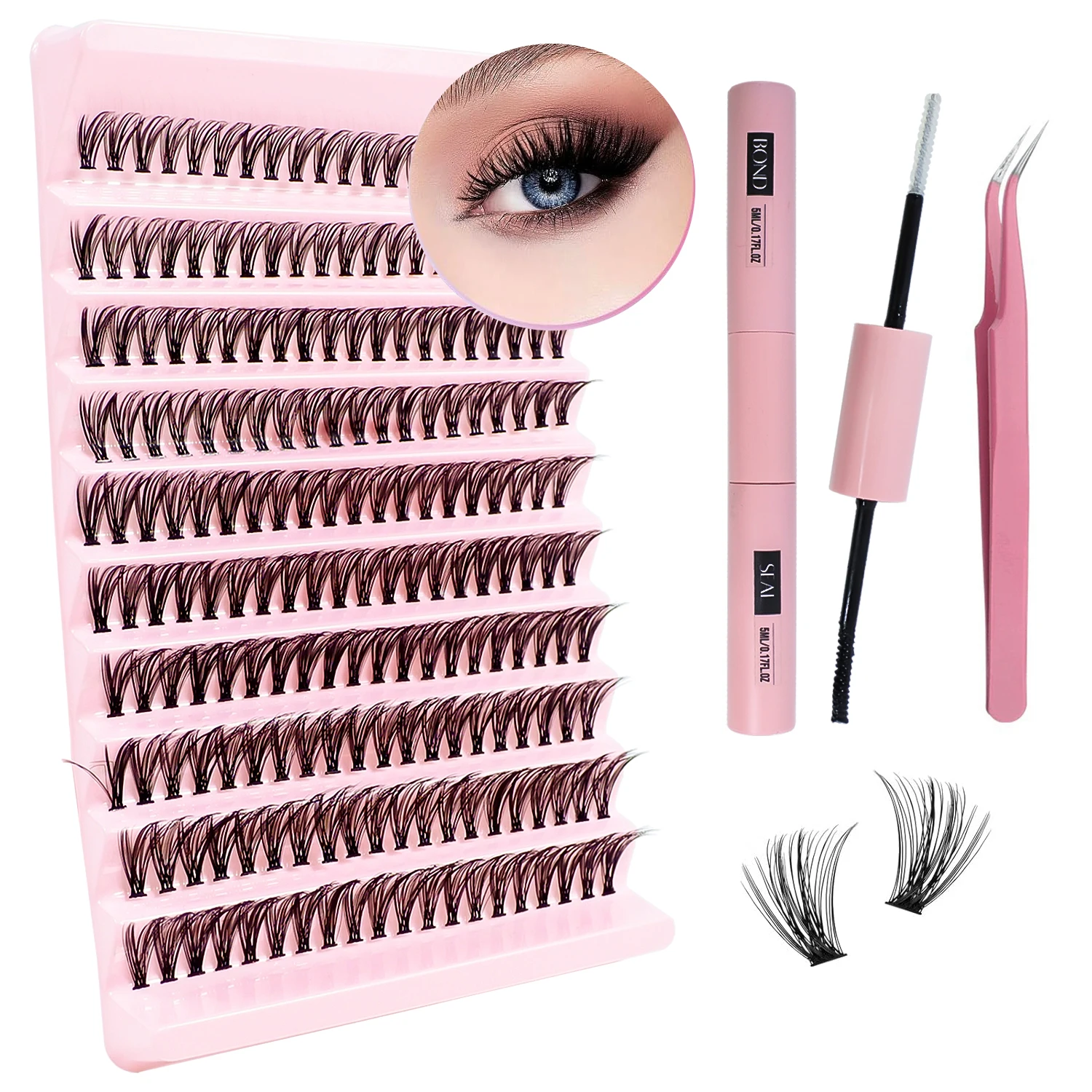 Diy Lash Extensie Kit Individuele Wimpers Hechting En Afdichting, Clusters Lash Lijmverwijderaar En Wimper Pincet (40d-0.07c, 12-16Mm, Kit