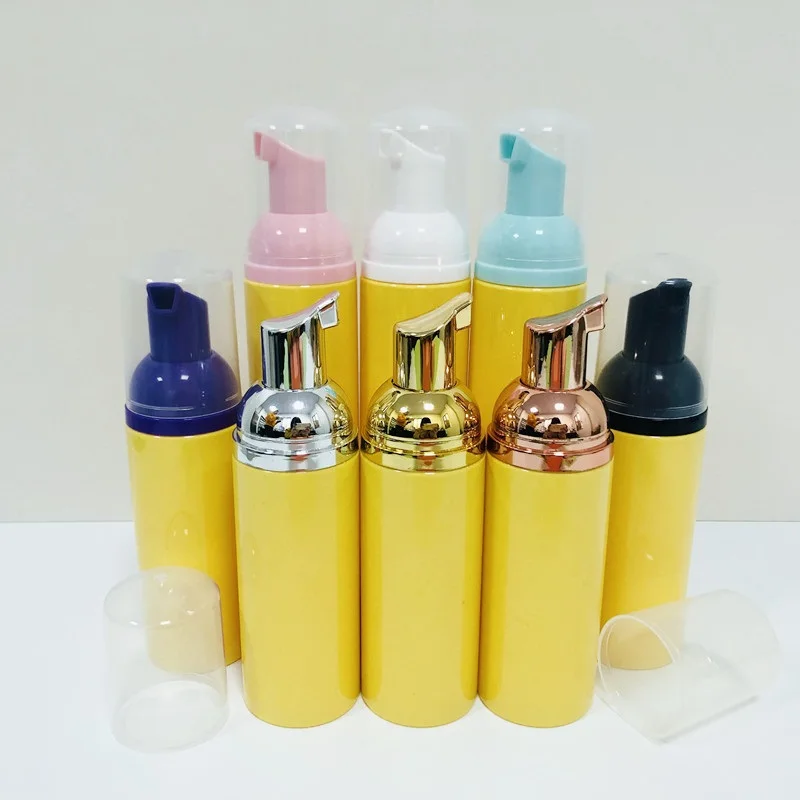 Bouteille à pompe en plastique de 60ml, 20 pièces/lot, jaune, cosmétiques, shampooing, désinfectant Han0d, nettoyant pour le visage moussant, distributeur Regina HI