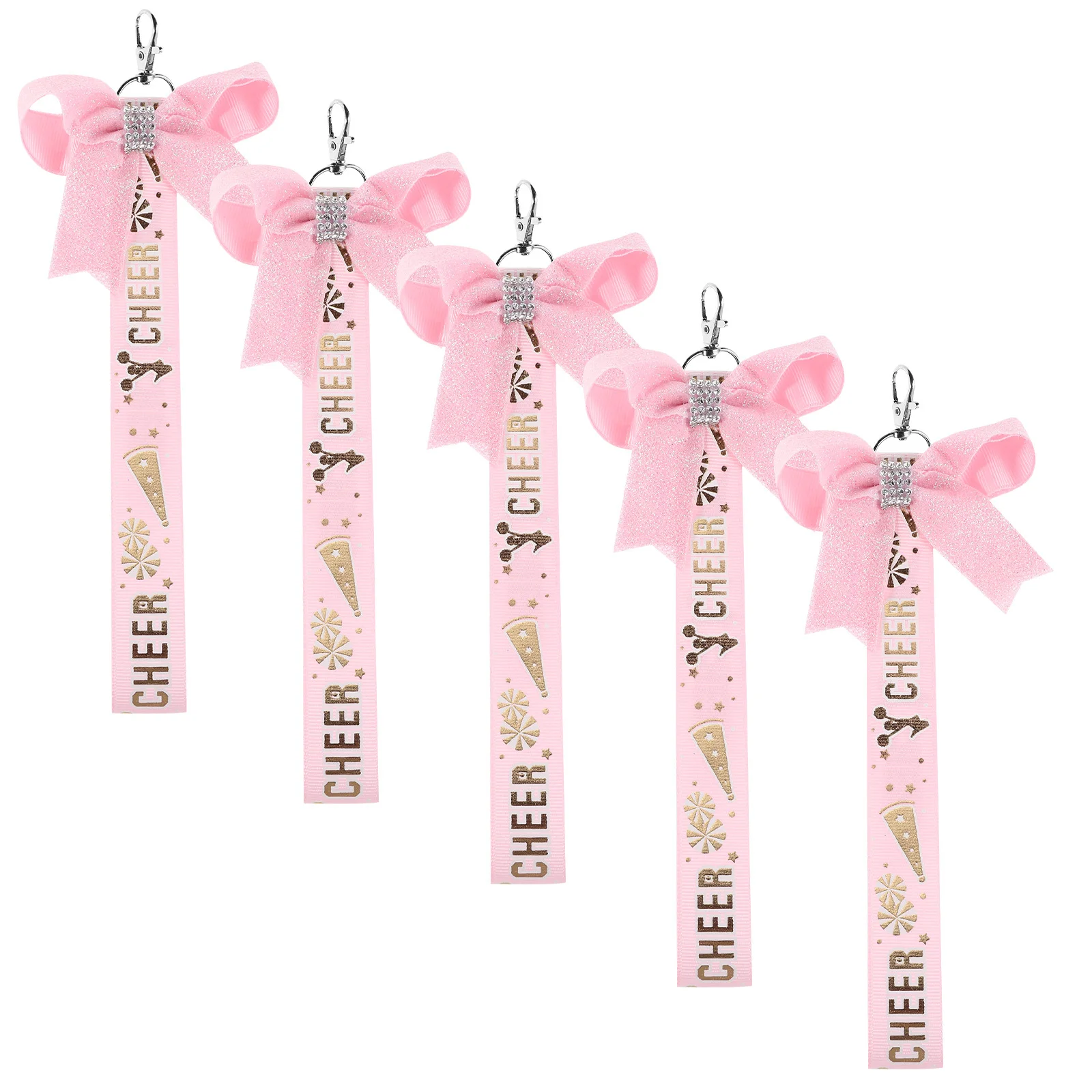 

5Pcs Cheerleader Keychain Bow Vibrant Ribbon Design Longlasting Fabric Keychains for Women Fans Accessories