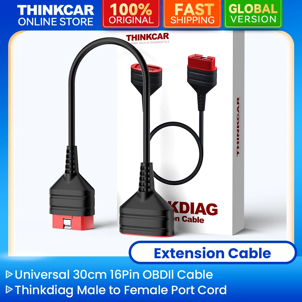 THINKCAR THINKDIAG Universal 16 Pin All Car OBD2 Extension Cable 30cm Length Car Diagnostic Extended Connector For BT200/PRO