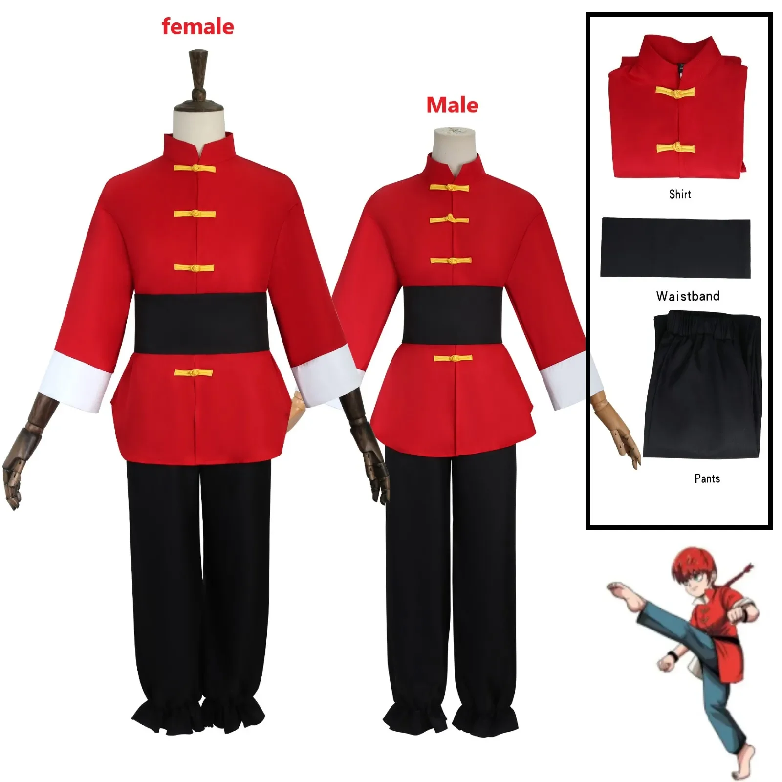 

Anime Ranma 1/2 Tendou Akane Cosplay Costume Chinese Style Red Samurai Uniform Halloween Party Suit Men Women Role Play Outfits