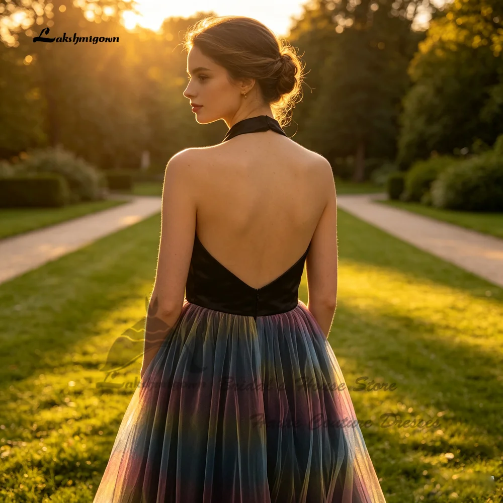 Lakshmigown Regenbogen Schwarze Hochzeitskleider Neckholder 2026 Vestidos Gothic Country Brautkleider Rückenfrei Maßanfertigung – Detail 5