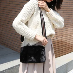Women's Premium Fur Square Bag High Quality Mink Fur Casual Small Square Bag Crossbody Strap Design Simple Crossbody Bag