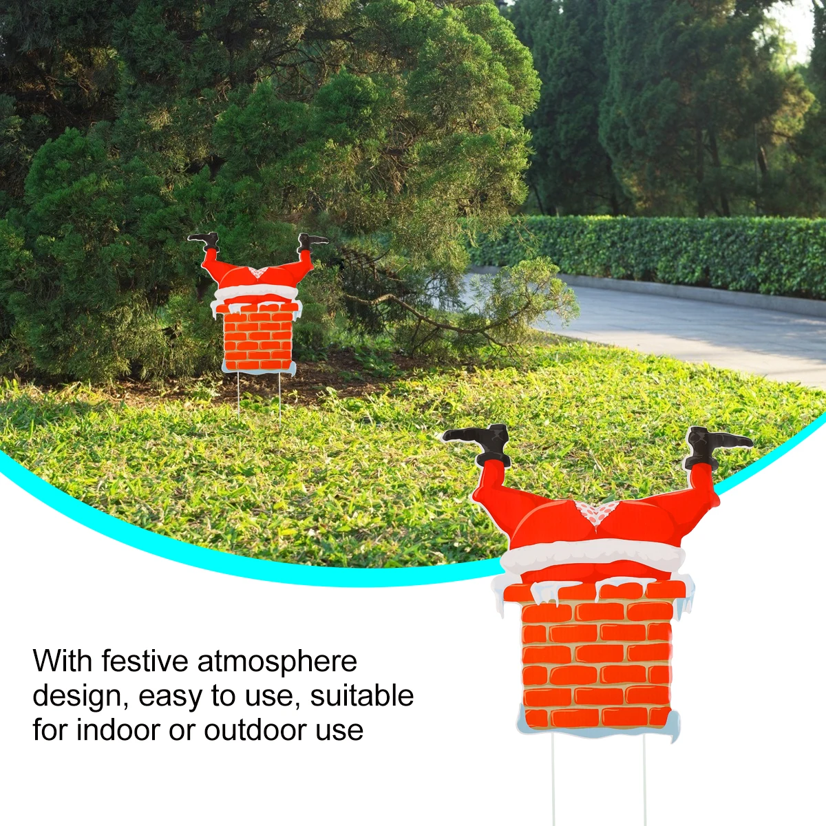 

Stakes Garden Card Christmas Decoration Santa Yard Signs Metal Plaque Red Plastic Decorations