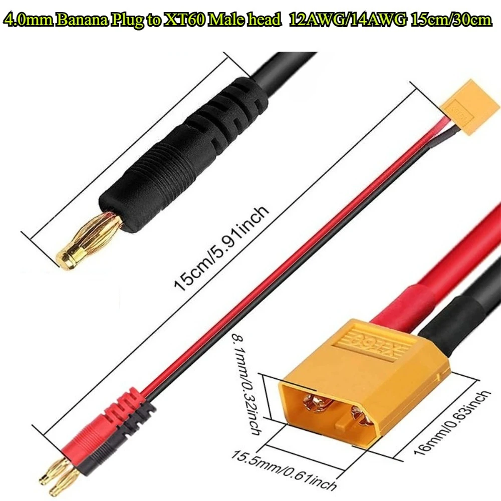 Imax B6 خط شحن 4.0 مللي متر الموز التوصيل إلى XT30 XT60 XT90 HXT4.0 T التوصيل مع 14/12AWG كابل السيليكون 15 سنتيمتر 30 سنتيمتر لبطارية ليبو Rc #2
