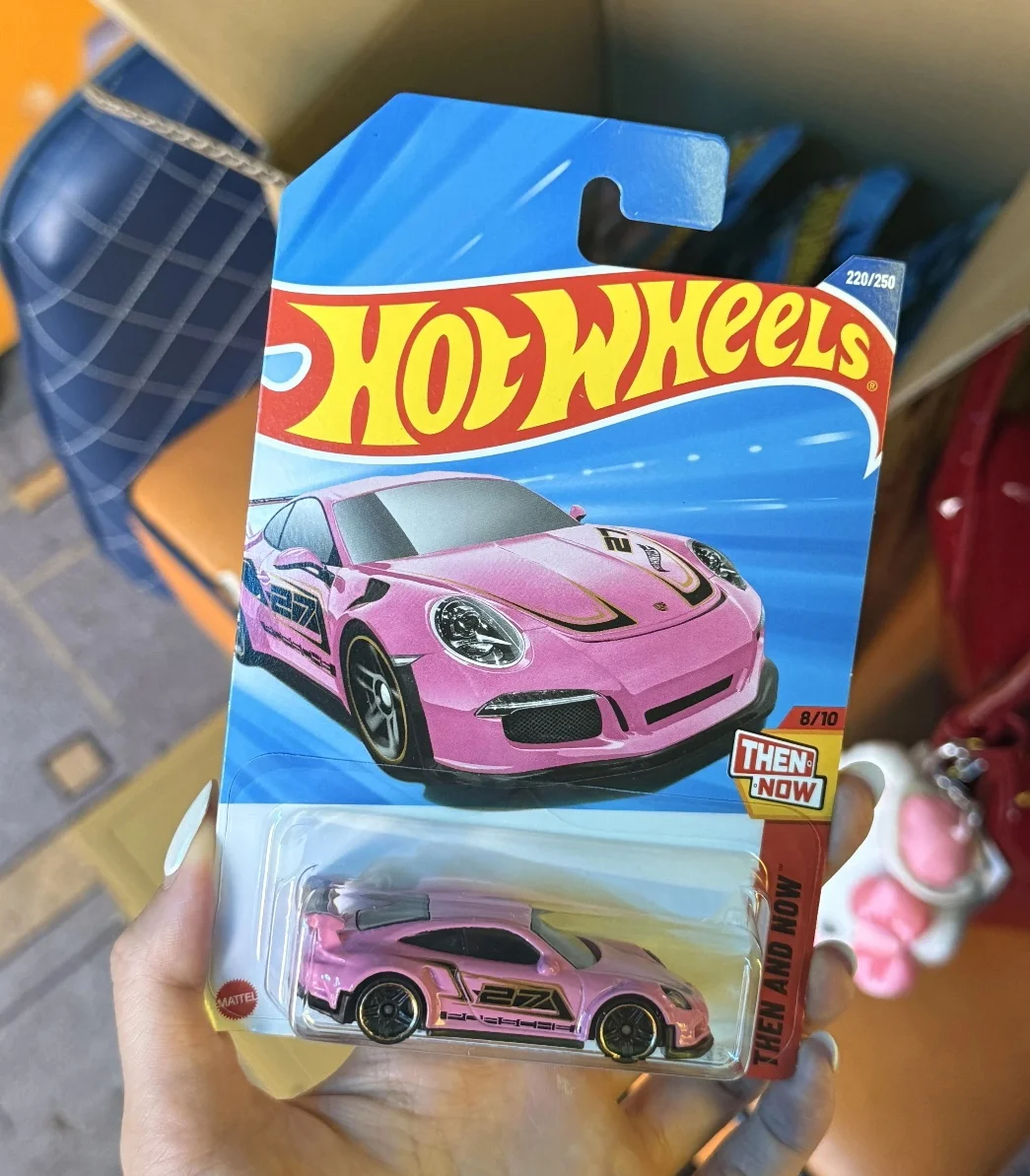 2025 핫휠 케이스 L C4982 # 220 포르쉐 911 GT3 RS 핑크 옛날과 지금 1:64 다이캐스트 모델카 장난감 소년 휴일 선물