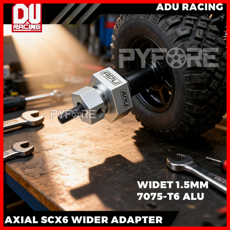 

ADU RACING 7075-T6 Aluminum 17mm Wheel Hex Adapter 1.5mm Wider for Axial 1/6 SCX6 Jeep Trail Honcho