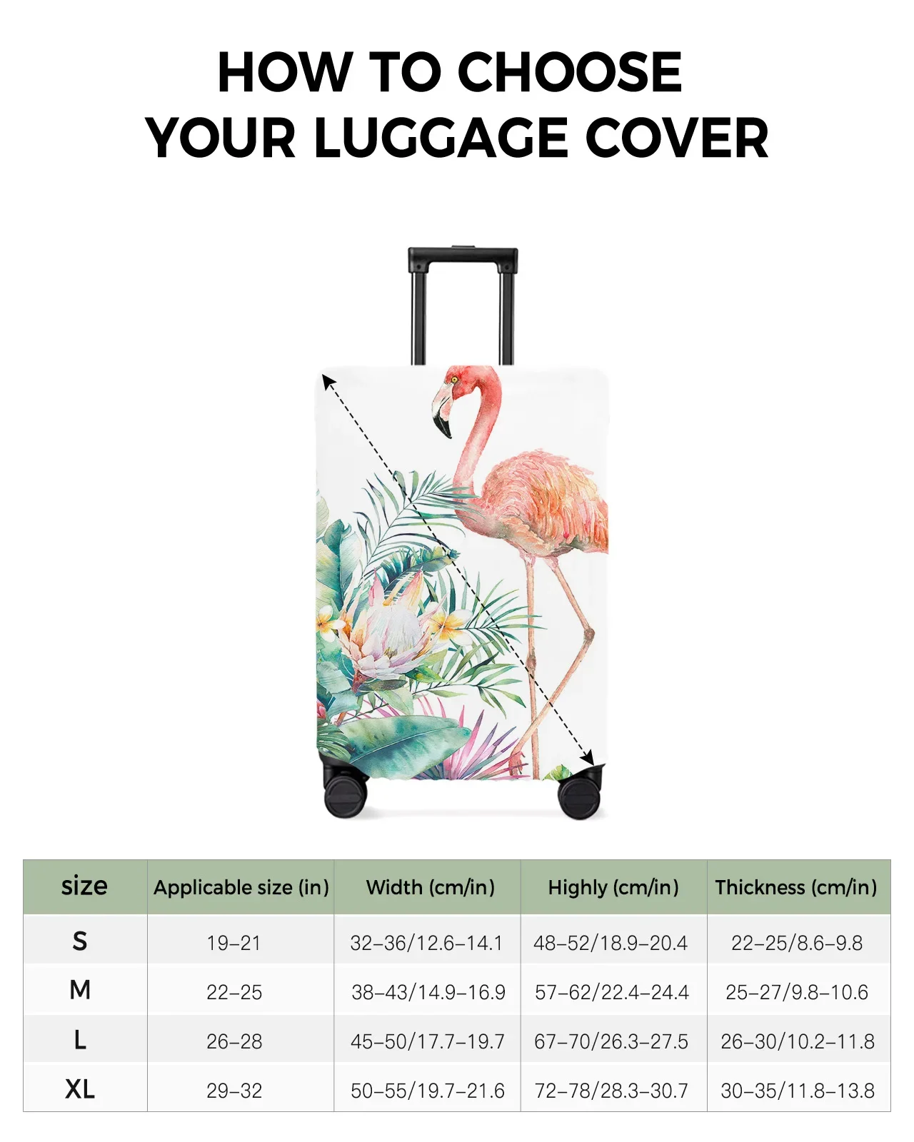 Flamingo Surfboard Turtle Leaf Travel Luggage Protective Cover for Travel Accessories Suitcase Elastic Dust Case Protect Sleeve